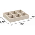 thumbnail image 3 of FacoFaco Stackable Rectangular Jewelry Organizer, 2 Small 6 Grid Trays, Velvet, Beige, 3 of 7