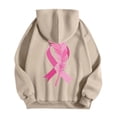 thumbnail image 4 of 2024 Popular Women's Autumn And Winter Cancer Day Ribbon Feather Print Zipper Long Sleeve Pocket Drawstring Casual Sports Hooded Sweatshirt Sweaters Women Sleep Womens Graphic Long Sleeve Women, 4 of 4