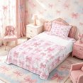 thumbnail image 3 of Meiyoeat Cute Bow Print Twin Sheets 3pcs, Watercolor Gingham Pattern Bedding, Pink White, 3 of 6