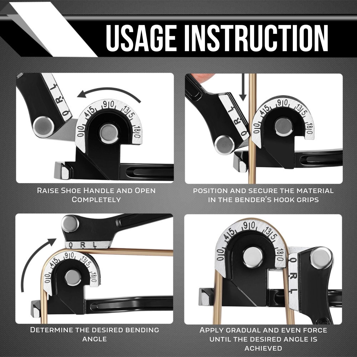 Tube Bender Tool - Manual OD Tubing Bending 3 Size 1/4" 5/16" 3/8" 180 Degree Lever Type Heavy Duty Bend Copper Brass Aluminum & Soft Metal for HVAC Water Gas Pipe Automotive Plumbing (Black)