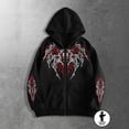 thumbnail image 2 of Unisex Y2K Zip Up Hoodie Gothic Print Hooded Sweatshirt Oversized Grunge Streetwear Hooded Jacket Emo Alternative Clothes, 2 of 4