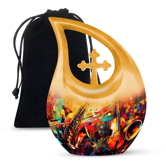 JAGSHASHI Saxophone And Violfusion Art Burial Urns For Ashes - Cremation Urn Adult Human - Urn For Ashes For Women - Urn Adult Cremation - 10 Inch With Velvet Bag - Urns For Cremation - Funeral Urns