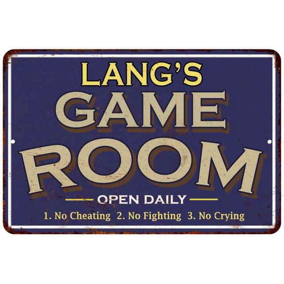 LANG'S Blue Game Room Sign Metal 8 x 12 High Gloss Metal 208120002247