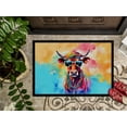 thumbnail image 3 of Caroline's Treasures DAC3962MAT Hippie Animal Cow Doormat Front Door Mat Indoor Outdoor Rugs for Entryway, Non Slip Washable Low Pile, 18H X 27W, 3 of 5