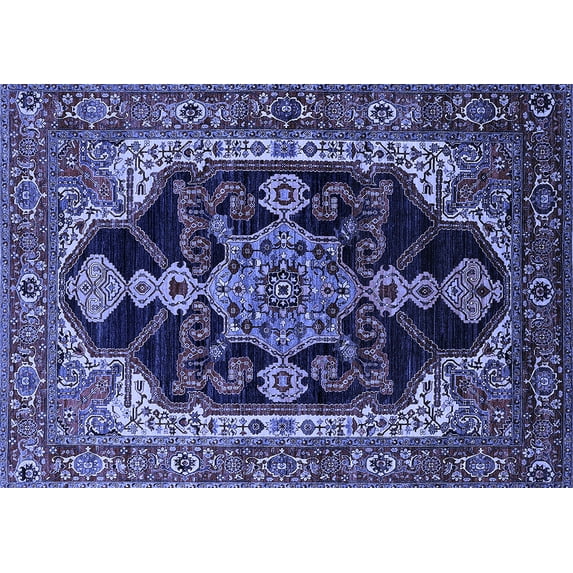 Ahgly Company Machine Washable Indoor Rectangle Oriental Blue Industrial Area Rugs, 2' x 3'