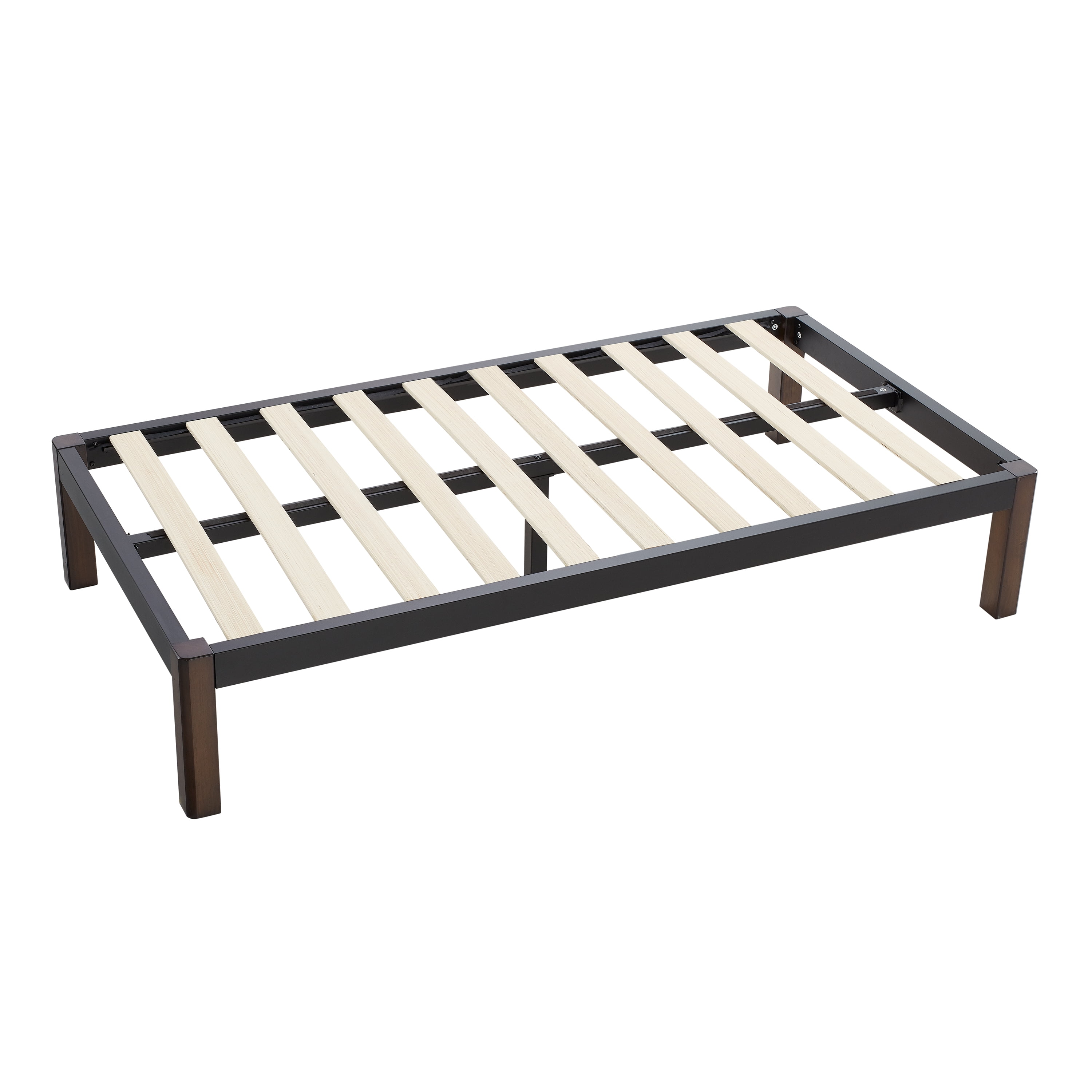 Mainstays Metal Bed Frame with Wood Legs, Black, Multiple Sizes