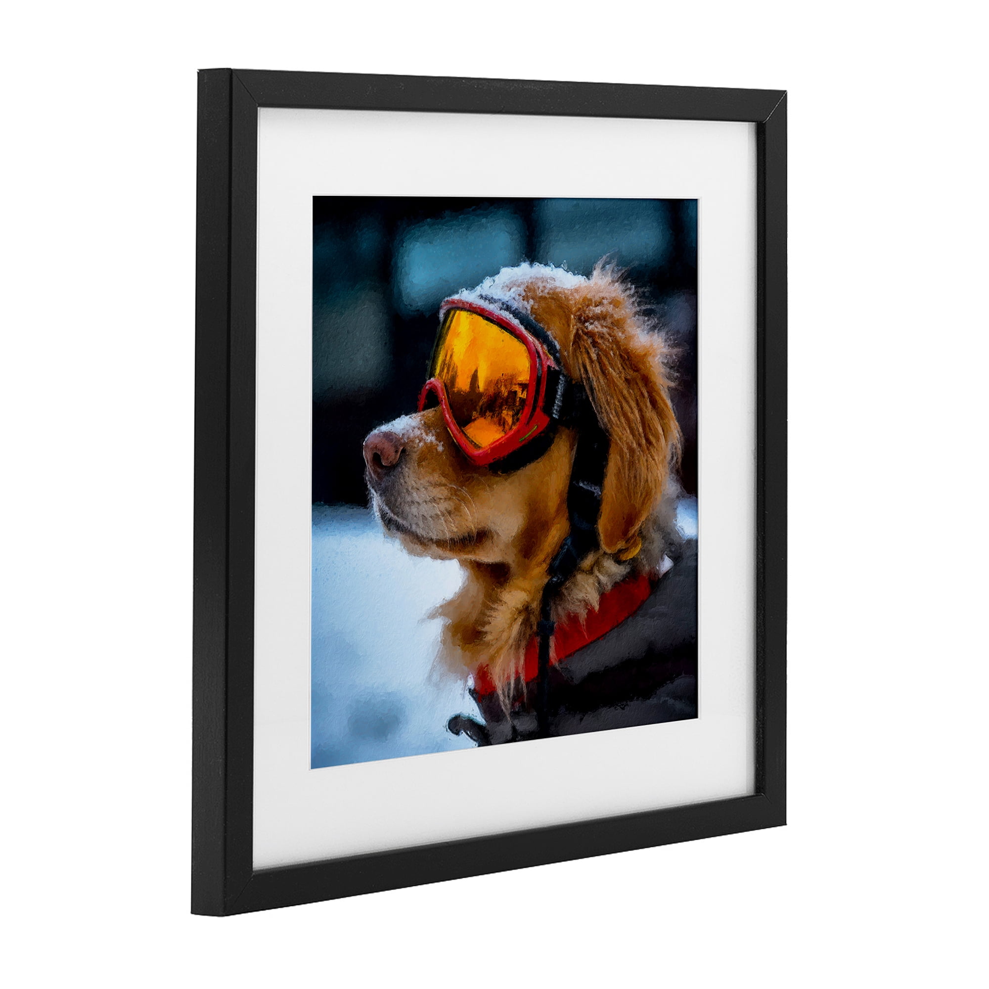 Stupell Industries Ski Goggles Dog Black Framed Print Under Glass, design by Sean Parnell