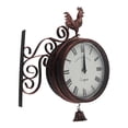 thumbnail image 1 of Reloj de pared de doble cara Reloj de pared de dos cara de metal decoración interior y exterior decorativo estación colgante de pared reloj giratorio adorno de porche de Magideal Reloj de pared de doble cara, 1 of 8