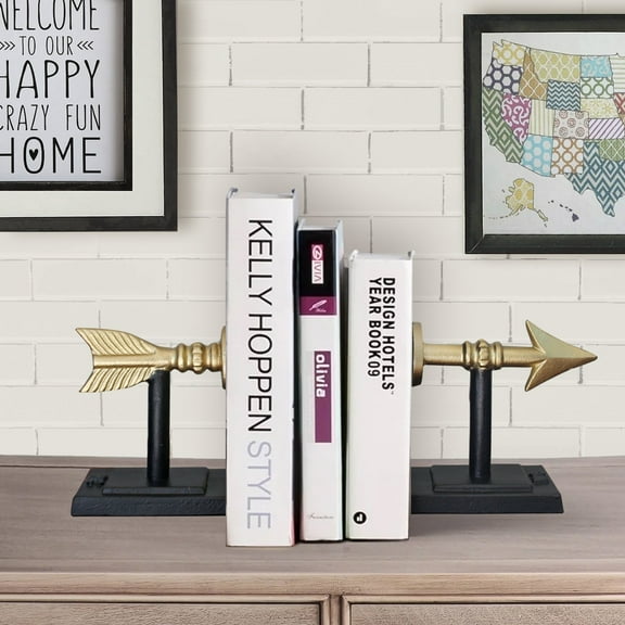 Large Gold Arrow Metal Bookends