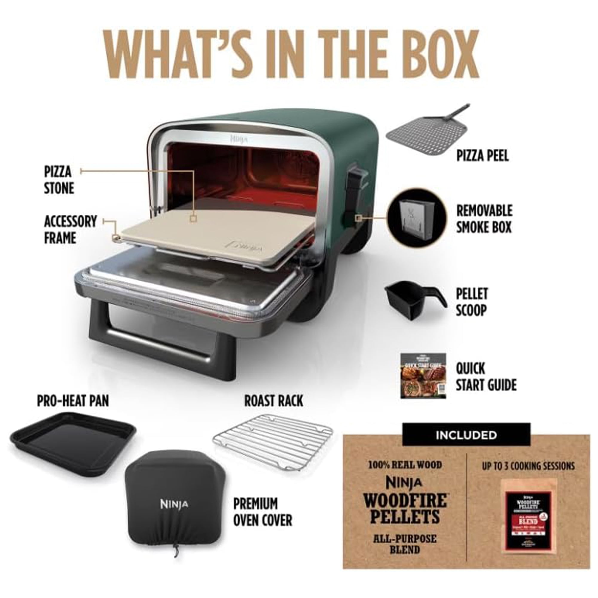 Ninja Woodfire 8-in-1 Outdoor Smoker Pizza Oven with 5 Pizza Settings