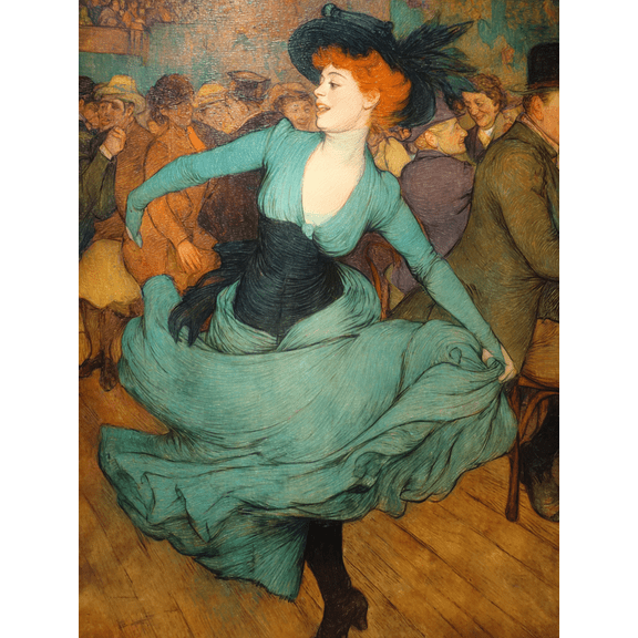 Vintage Moulin Rouge Dancer Canvas Wall Art, French Paris Cafe Bohemian Living Room Decor