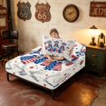 thumbnail image 4 of Manfei Funny Skull Skeleton Twin Sheets, Patriotic US Flag Bedding, Red White Blue, Colorful Stars Reversible 3 Pieces (1 Flat Sheet, 1 Fitted Sheet and 1 Pillowcase), 4 of 6