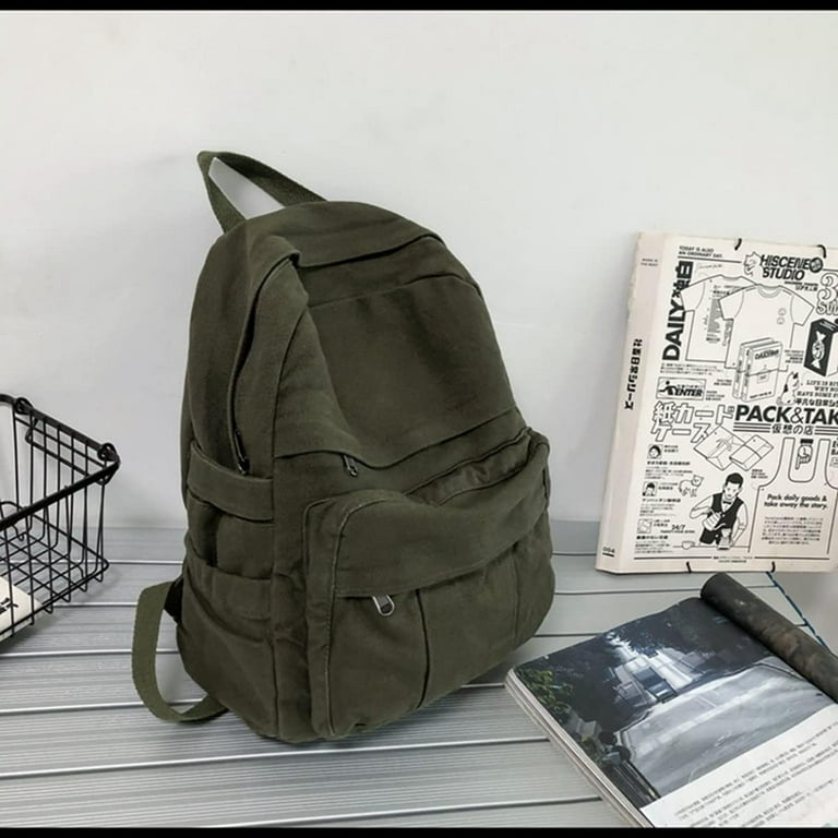 Laptop Backpack for Women Travel Canvas Backpack for Women Vintage Army Green Aesthetic Backpack for School