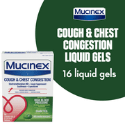 Mucinex Cough & Chest Congestion Fast Release Liquid Gels for people with high blood pressure and/or diabetes, 16ct.