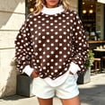 thumbnail image 3 of Womens Mock Neck Sweatshirts Oversized Pullover Polka Dot Fall Turtleneck,Fall Fashion Tops Long Sleeve Tops Casual Lounge Travel Work Hiking Tees Brown L, 3 of 10