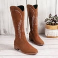thumbnail image 5 of Cowboy Boots for Women Black Knee High Cowgirl Tall Boots Retro Embroidered Chunky Heel Western Boot, 5 of 7