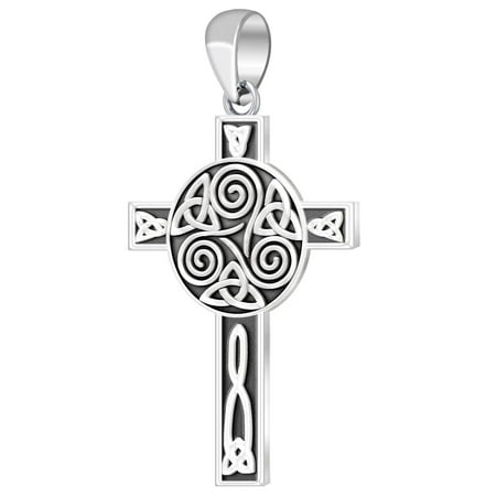 New 0.925 Sterling Silver Irish Celtic Knotwork Cross Charm Pendant for Necklace