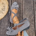 thumbnail image 5 of Women's Bowknot Suede Dress Ballet Flats Low Wedge Pointed Toe Slip On Loafers with Elastic Ankle Strap Casual Dress Shoes White Size 9.5, 5 of 9