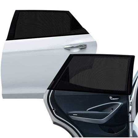 AstroAI Car Window Shade, Rear Stretchable Breathable Mesh Fabric 26.4”H x 51.2”L, for Most Vehicles (2 Pack, Black)