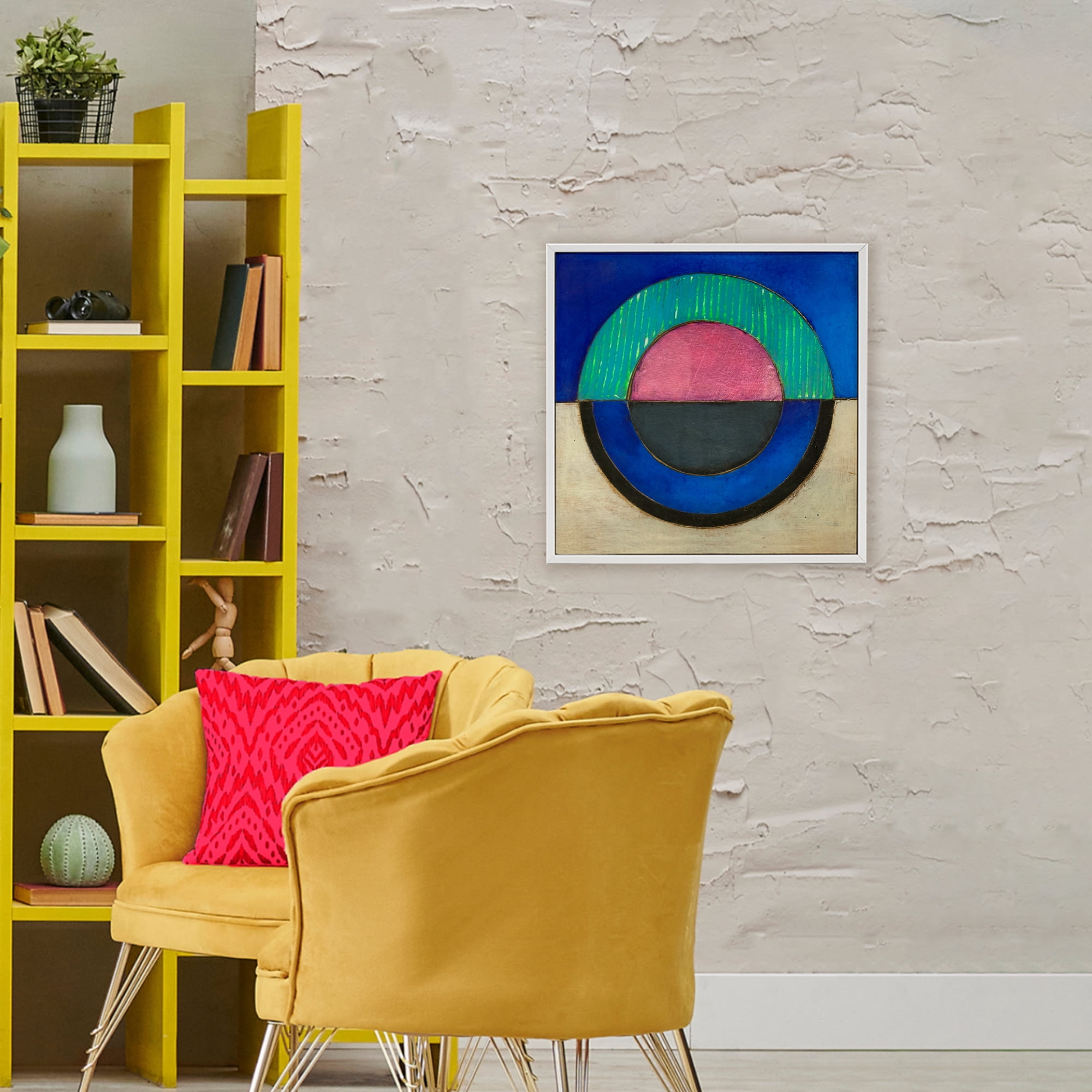 Stupell Industries Blue Toned Distressed Circle White Framed Giclee Art, design by Matthew Finger