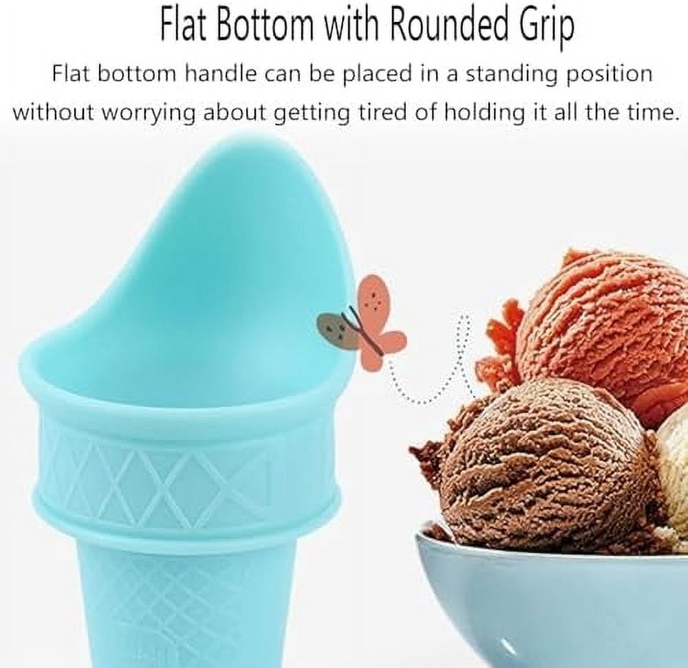 Ice Cream Cone Holder - Ice Cream Cone Scoop, Mini Ice Cream Cones Reusable, 2024 New Plastic Cone Shaped Ice Cream Scoop, Food Grade Ice Cream Snow Cone Rack for Birthday Party Wedding (4pc) 4pc 4pc