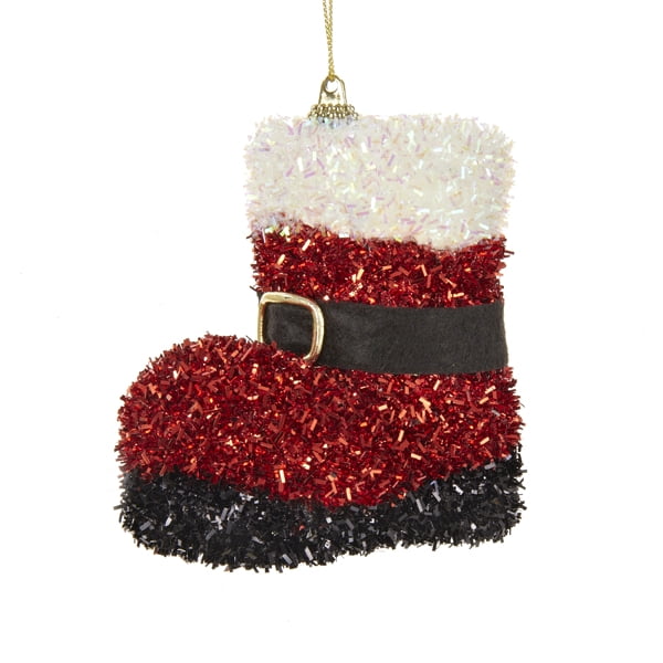Club Pack of 12 Tinsel Santa Boot 