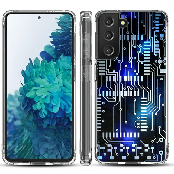 Shockproof Hybrid Bumper Phone Case for Samsung galaxy S21  5G / S21 Plus 5G, by OneToughShield ® - Cosmos Circuit