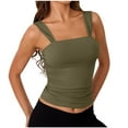 thumbnail image 2 of Blusa de poliéster para mujer, sin mangas, con cuello cuadrado y tirantes finos, de color liso, 2 of 9
