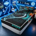 thumbnail image 3 of Erosebridal Cyan Glowing Basketball Player Zipper Queen Comforter Set with Fitted Sheet and 2 Pillowcases for Boys Men, Hoop Ball Print Zipper Bedding Set, Navy Reversible, 4-Piece, 3 of 7