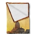 thumbnail image 2 of Fall Soft Flannel Fleece Blanket, Sunset at Tiber River St Peter Rome City Italy Europe Romantic Image Print, Cozy Plush for Indoor and Outdoor Use, 50" x 70", Marigold Yellow Black, by Ambesonne, 2 of 5