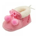 thumbnail image 5 of Girls Kids Cute Bow Slippers with Warm Plush Fleece House Slip-on Shoes, 5 of 6