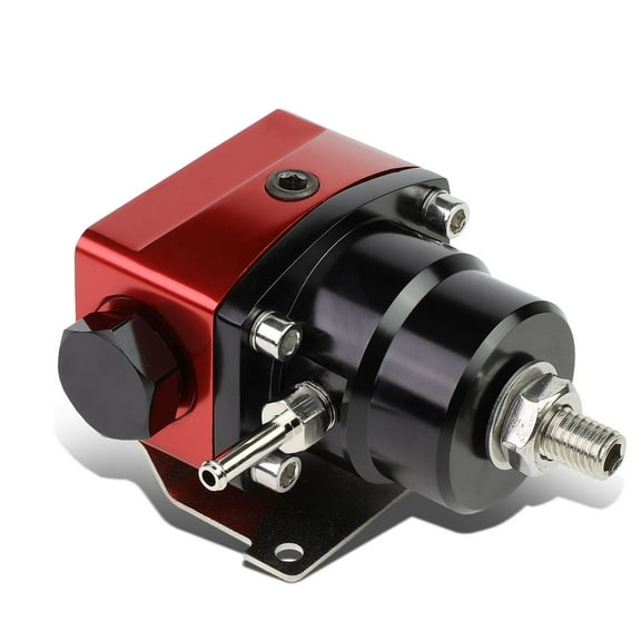DNA Motoring BRR-005 Universal Adjustable 0-100 PSI 6AN AN6 Injected Bypass Fuel Pressure Regulator Fitting End (Red / Black)