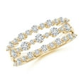 thumbnail image 1 of Angara Natural Diamond Ring - Three Row Alternating Diamond Anniversary Ring in 14K Yellow Gold for Women (Ring Size = 12), 1 of 8