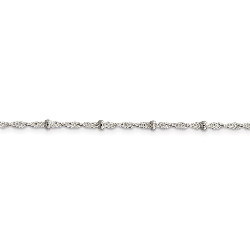 Auriga Fine Jewelry 925 Sterling Silver 2.5mm Singapore w/ Beads Chain Anklet 9inch for Women