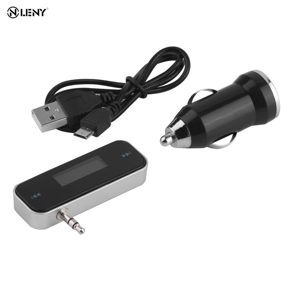Wireless 3.5mm Car FM Transmitter with car charger with USB cable mp3