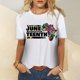 thumbnail image 3 of Juneteenth Fashion - Camiseta informal para mujer, cuello redondo, manga corta, blusa Fridja  hjk1610, 3 of 5