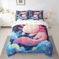 thumbnail image 2 of Castle Fairy Cartoon Axolotl Salamander Bedding Comforter Set 7pcs for Kids Children,Starry Sky Queen Bedding Sets Super Cozy,Cartoon Animal Wildlife Queen Sheet Sets,Microfiber Bedroom Decor, 2 of 8