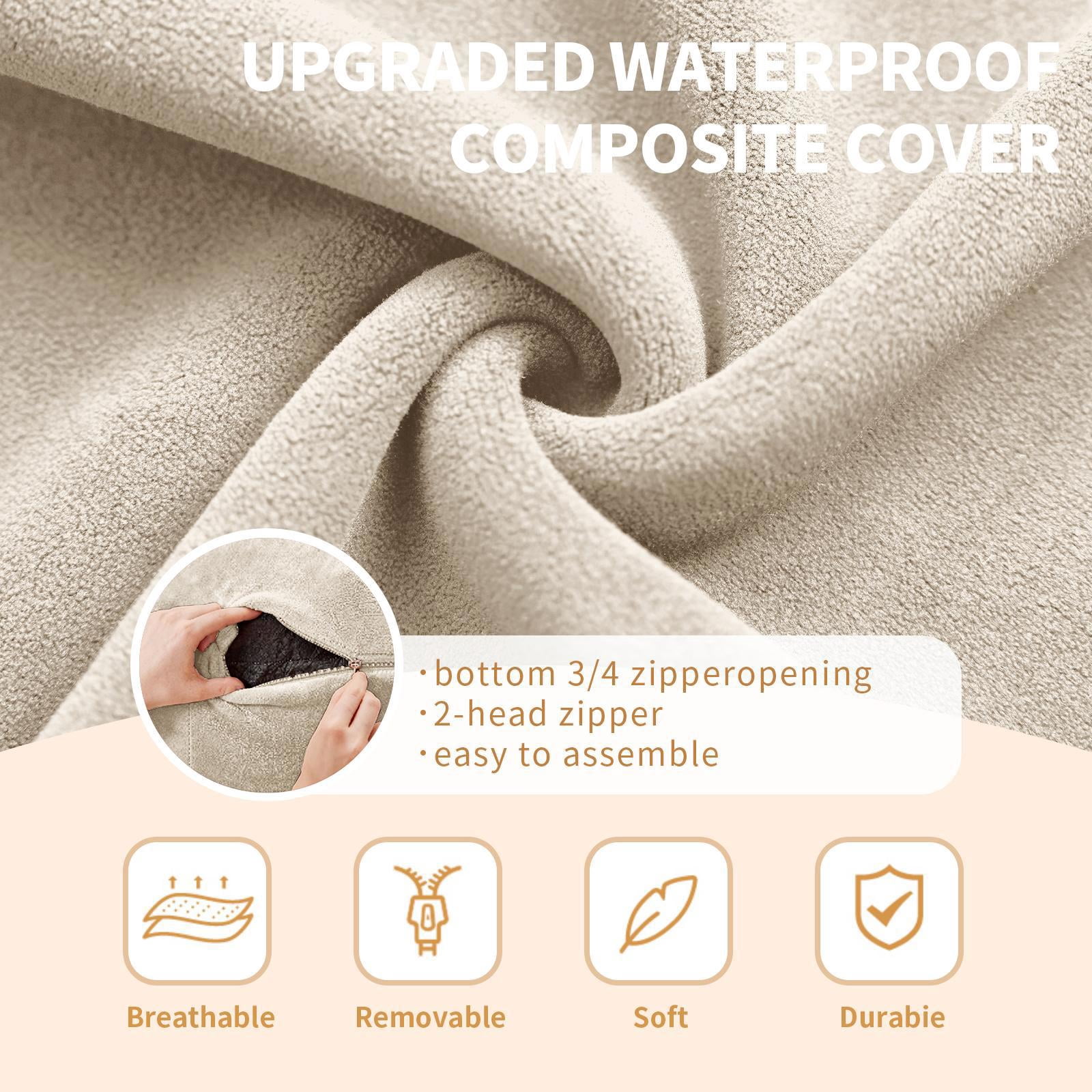 Hommoo 4FT Bean Bag Chair, Memory Foam Filling Soft Sofa with Flannel Cover, Round Sofa for Living Room, Bedroom, College Dorm, Beige