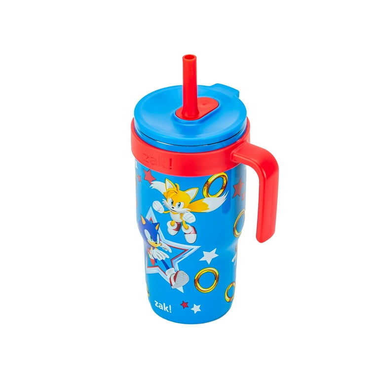 Zak Designs 18oz Sonic Kids Straw Handle Tumbler, Stainless Steel