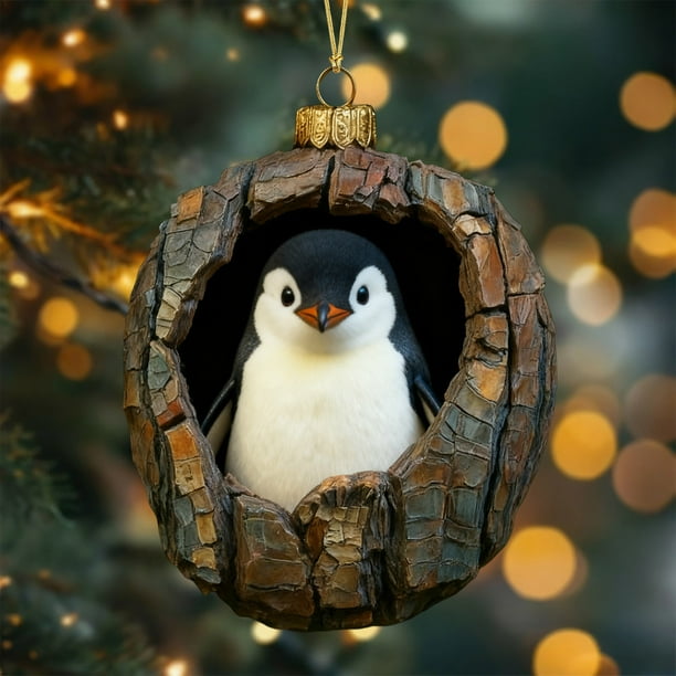 Adornos Navideños Colgantes de Acrílico de 8 X 8 Cm | Decoraciones Festivas con Estampado Animal para Familiares y Amigos | Decoración Duradera de Doble Cara para Árbol de Navidad | Regalos Navideños