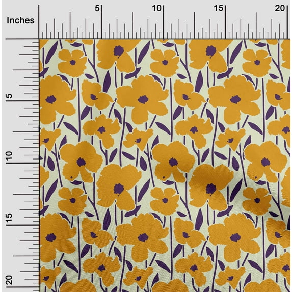 oneOone Polyester Lycra Mint Fabric Leaves & Flowers Floral Quilting Supplies Print Sewing Fabric By The Yard 56 Inch Wide