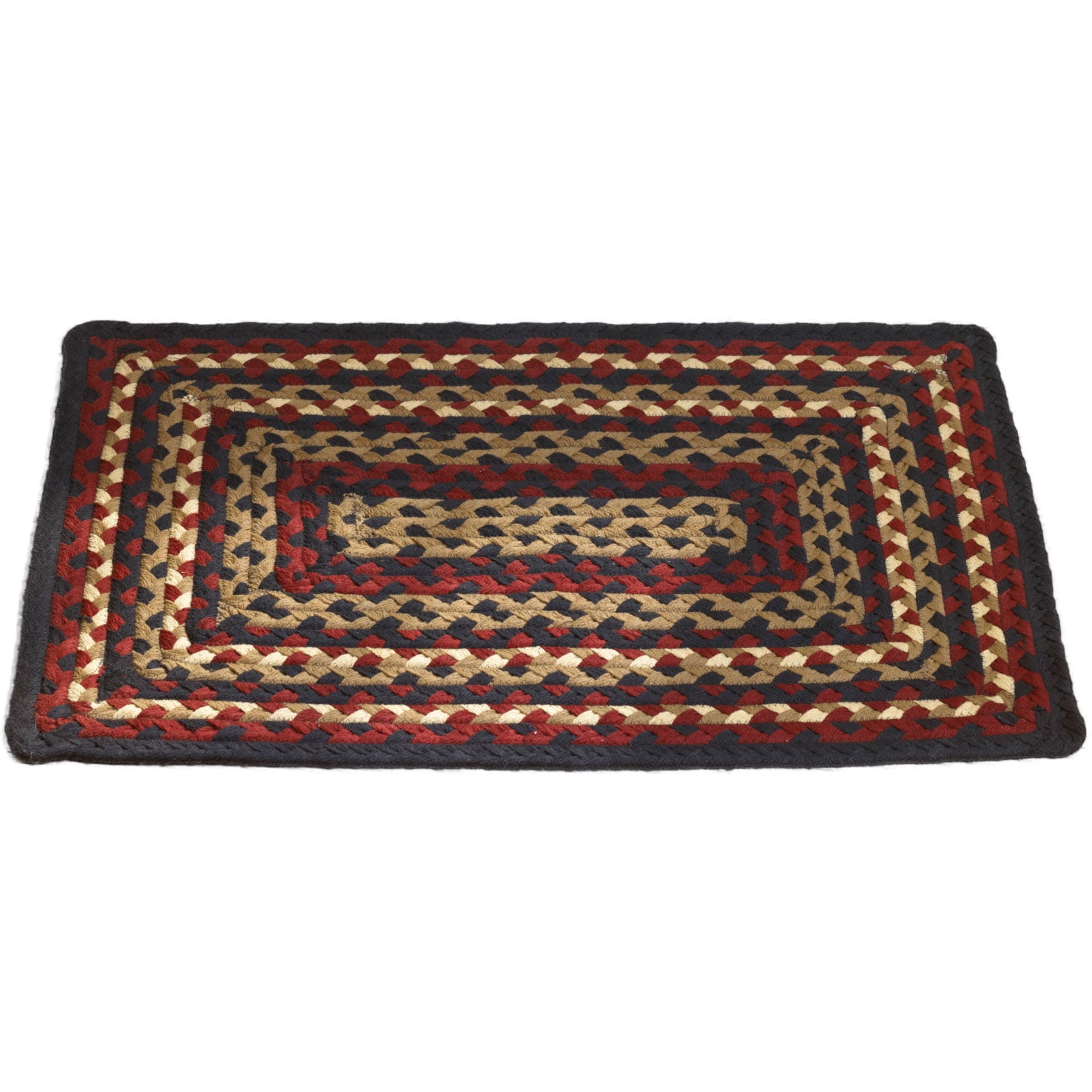 Primitive Country Star Braided Area Rugs Black/Red/Cream Colors Oval Rectangle 
