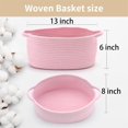 thumbnail image 4 of Brown Woven Cotton Rope Storage Basket with Lace Trim, Collapsible Toy Organizer, 13" D x 8" W x 6" H, Decorative Basket for Nursery,Pink, 4 of 9
