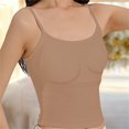 thumbnail image 2 of Womens Tank Tops, Duoif Ribbed Crop Top with Built-In Bra, Sleeveless Layering Womens Shirts Khaki L, 2 of 4