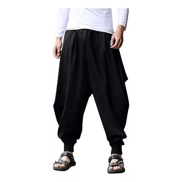 Pantalones Harem Hombre Algodón Lino Festival Baggy Pantalon