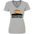 thumbnail image 3 of Inktastic Boston Massachusetts Skyline Sunset Women's V-Neck T-Shirt, 3 of 5
