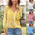 thumbnail image 2 of Hauts de Plage Décontractés à Manches 3/4 Florales pour Femmes, Col en V, Grande Taille, 2 of 3