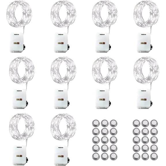 Melofo Halloween Fairy Lights,10 Pack 9.84ft/30LED White Battery Waterproof String Lights