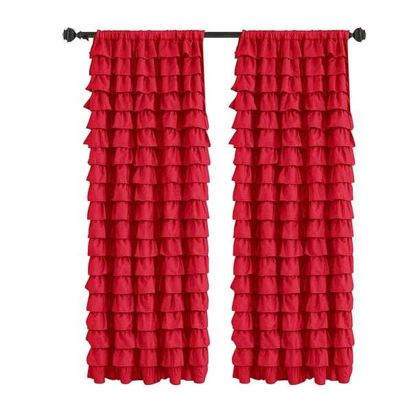 Watterfall Ruffled Fabric Window Curtain red - Walmart.com - Walmart.com