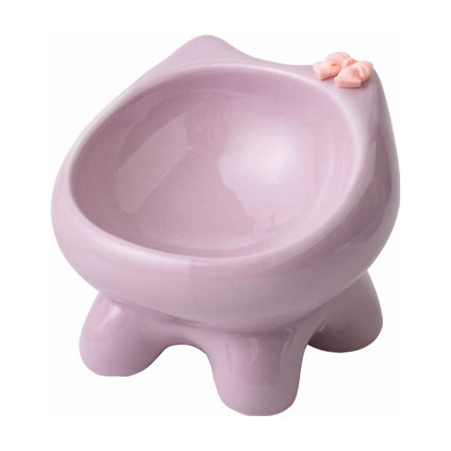 Elevated Ceramic Cat Bowl, Anti-Vomit Ergonomic Tilted Small Dog Food Water Bowl, Neck Protection Stress-Free Pet Feeder with Non-Slip Base, 3oz Capacity, Dishwasher Safe